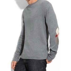 Burberry Brit Plaid Patch Gray Long Sleeve T Shirt Size L